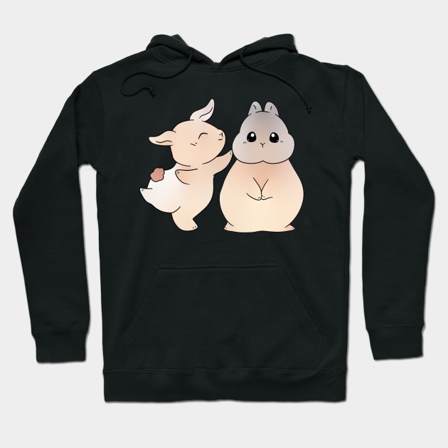 Happy Sad Bunny | Sean and Claude Rabbit | Bunniesmee Hoodie by GambarGrace